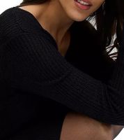 Damen Strick-Kleid mit V-Ausschnitt Mini-Kleid mit geradem Schnitt Langarm-Kleid 971974 Schwarz