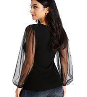 melrose Damen Shirt with Balloonärmeln aus Mesh Party-Shirt 91426738 Schwarz