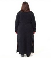 Damen Midi-Kleid mit Rollkragen Langarm-Kleid Strick-Kleid Große Größen 915602 Schwarz