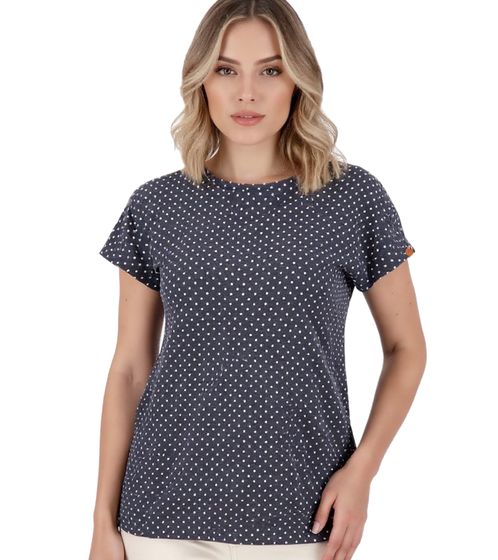 ALIFE AND KICKIN Amelie Damen Baumwoll-T-Shirt Sommer Oberteil mit Punkten 34256952 Dunkelblau/Beige
