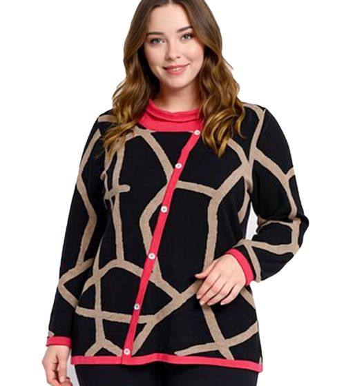 Pull col roulé PONT NEUF en maille fine pour femme, coton et cachemire, grandes tailles 48408402, noir/marron/rose