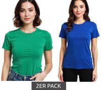 Set di 2 T-shirt da donna AJC, girocollo, cotone, manica corta, 97804453 Blu/Verde