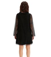 Damen Kleid gepunktetes Netzkleid stylisches Alltags-Kleid 909669 Schwarz  Damen Kleid gepunktetes Netzkleid stylisches Alltags-Kleid 909669 Schwarz