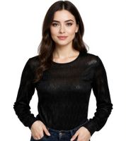ONLY Maddy Women's Long-Sleeve Shirt with Openwork Sleeves 45448040 Black
