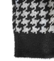 Vestido de punto para mujer con estampado de pata de gallo, minivestido de manga larga y cuello alto, 914658 Negro/Blanco