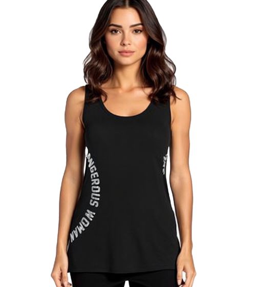 bruno banani Damen Tank-Top mit DANGEROUS WOMAN Aufschrift Sommer-Shirt 88902243 Schwarz