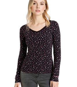 KangaROOS Women's Long-Sleeve Cotton T-Shirt with Confetti Pattern 39996969 Black