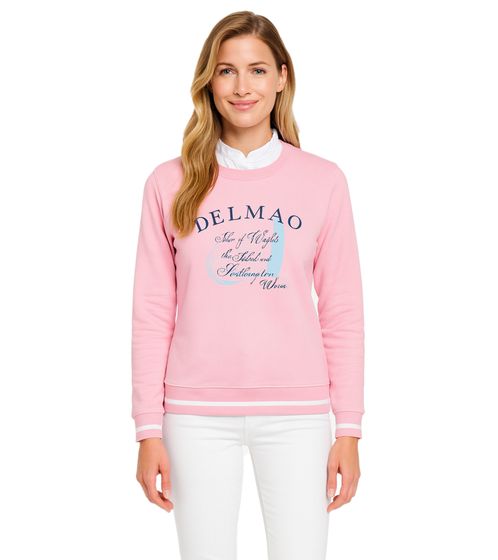 DELMAO Sweater Damen Baumwoll-Pullover modisches Sweatshirt 18462040 Rosa