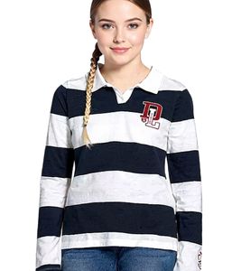 DELMAO Kinder Langarm-Shirt Mädchen Longsleeve mit Polo-Kragen 54289803 Blau/Weiß DELMAO Kinder Langarm-Shirt Mädchen Longsleeve mit Polo-Kragen 54289803 Blau/Weiß