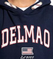 DELMAO Kinder Baumwoll-Pullover mit Kapuze und großem Frontlogo Langarm-Shirt 65583222 Blau