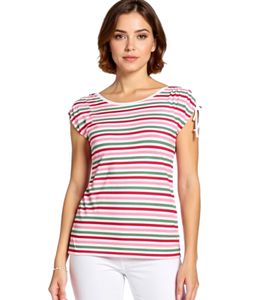 Camiseta BOYSEN'S para mujer, Camisa veraniega única con mangas fruncidas, 10332017 Rojo/Blanco/Verde/Rosa Camiseta BOYSEN'S para mujer, Camisa veraniega única con mangas fruncidas, 10332017 Rojo/Blanco/Verde/Rosa