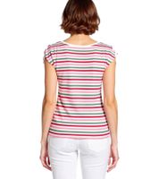 BOYSEN'S Women's T-Shirt, Unique Summer Shirt with Gathered Sleeves, 10332017 Red/White/Green/Pink