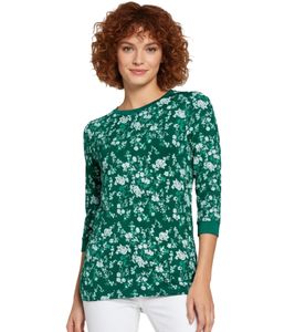 BOYSEN'S Women's Shirt, Fashionable Shirt with 3/4 Sleeves and Floral Print, 42406115 Green BOYSEN'S Women's Shirt, Fashionable Shirt with 3/4 Sleeves and Floral Print, 42406115 Green