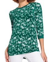 BOYSEN'S Women's Shirt, Fashionable Shirt with 3/4 Sleeves and Floral Print, 42406115 Green