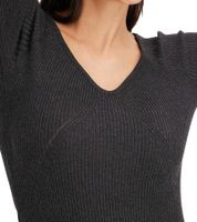 Robe mi-longue côtelée pour femme, manches longues, en maille fine, 933773 Gris