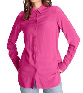 Camicia-blusa da donna AjC, camicia a maniche lunghe, camicetta estiva leggera, camicetta casual con abbottonatura, 52486612 Rosa