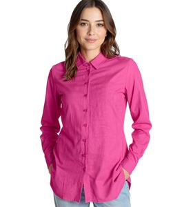 AjC Damen Hemd-Bluse Langarm-Hemd leichte Sommer-Bluse Freizeit-Bluse mit Knopfleiste 52486612 Pink