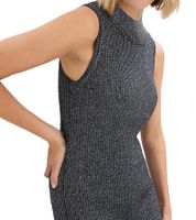 Vestido Midi Brillante y Brillante para Mujer, Vestido de Punto acanalado de Manga Larga con Cuello Alto, 954335 Gris