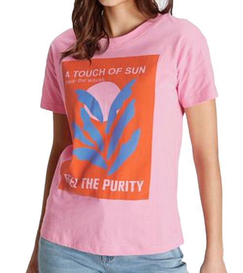 T-shirt AjC femme, imprimé soleil, manches courtes, été, 97900444, rose