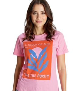 Camiseta AjC para mujer con estampado "A Touch of Sun", manga corta, algodón, verano, 97900444, rosa Camiseta AjC para mujer con estampado "A Touch of Sun", manga corta, algodón, verano, 97900444, rosa