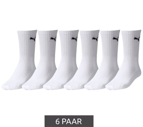 6 Paar PUMA schlichte Sport-Socken Baumwoll-Socken Tennis-Socken lange Strümpfe 7308 300 Weiß