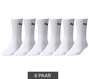 6 paires de chaussettes de sport unies PUMA, chaussettes en coton, chaussettes de tennis, chaussettes longues, 7308 300 Blanc