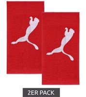 Lot de 2 serviettes éponge en coton PUMA avec grand logo, 50 cm x 100 cm, 054553 02 Rouge