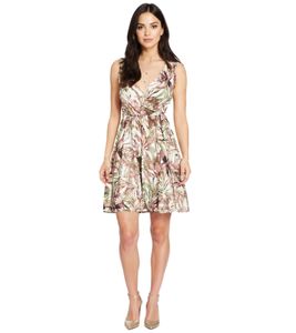Laura Scott Damen Mini-Kleid florales Sommer-Kleid Wickel-Kleid Urlaubs-Kleid 53350435 Beige/Bunt