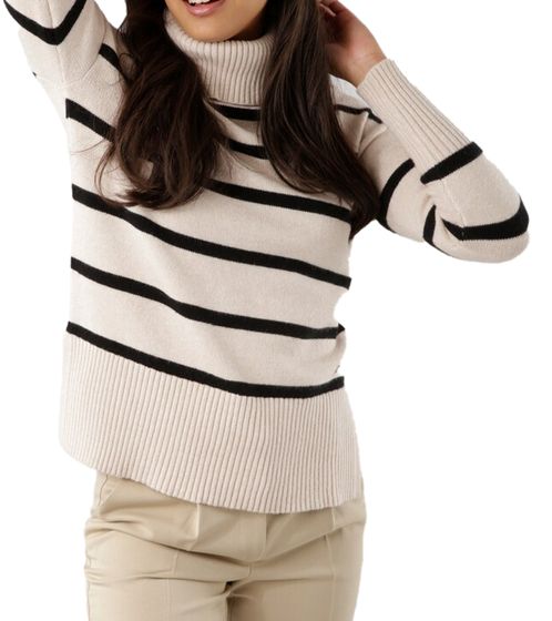 Pull en maille oversize Tamaris pour femme avec grand col roulé 25643142 Beige/Noir