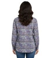 BOYSEN'S Women's V-Neck Blouse-Shirt, Long-Sleeved Summer Tunic, 81925947, Multicolored