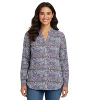 BOYSEN'S Women's V-Neck Blouse-Shirt, Long-Sleeved Summer Tunic, 81925947, Multicolored