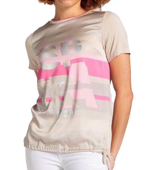 Chemisier femme BOYSEN'S, T-shirt intemporel à manches courtes avec inscription INSPIRATION, 37325047, Beige/Rose/Gris