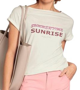 T-shirt femme BOYSEN'S, T-shirt d'été original avec inscriptions estivales, 65100734 Beige/Rose