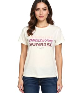 BOYSEN´S Damen T-Shirt ausgefallenes Sommer-Shirt mit Sommer-Sprüchen 65100734 Beige/Pink