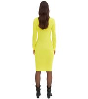 Robe mi-longue en maille à col V pour femme (970677) Jaune