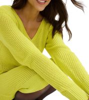 Robe mi-longue en maille à col V pour femme (970677) Jaune