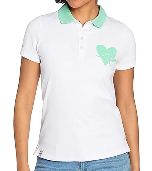 KangaROOS Damen Baumwoll-Shirt Polo-Shirt zweifarbiges Pique Kurzarm-Shirt 68859808 Weiß