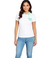 Polo de algodón KangaROOS para mujer, manga corta en piqué bicolor, 68859808 blanco