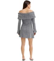 Vestido de punto para mujer con escote Bardot y hombros descubiertos, gris, 912333
