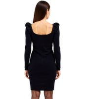 Vestido de punto acanalado para mujer con escote cuadrado, minivestido de manga larga, 906800 negro