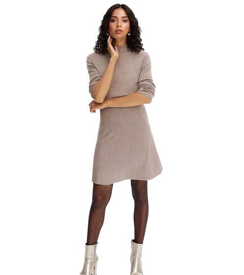 Robe en maille à col roulé pour femme, robe basique, robe à manches longues 945362 Beige