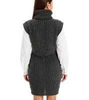 Vestido de punto para mujer con cuello alto en punto trenzado 964128 gris