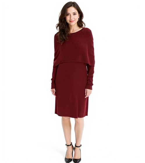 Robe en maille pour femme, mini-robe élégante à manches longues 955667 Rouge