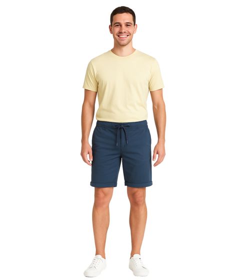 BLEND Men's Cotton Bermuda Shorts with Turn-Up Hem and Elastic Waistband 20716624 194024 Blue