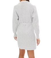 Vestido de punto para mujer, minivestido con cuello polo, vestido de algodón de manga larga, 917467 gris