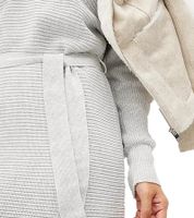 Vestido de punto para mujer, minivestido con cuello polo, vestido de algodón de manga larga, 917467 gris