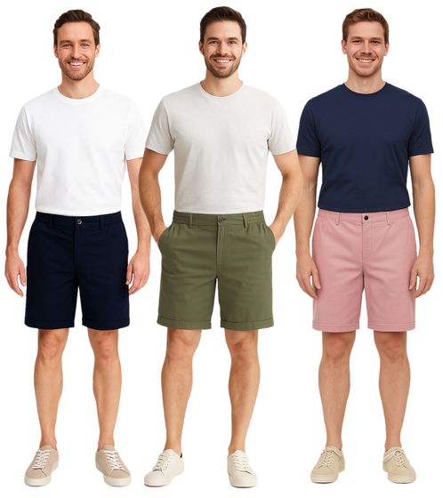 FQ1924 Henry Herren Freizeit-Bermuda Chino-Hose Baumwoll-Shorts kurze Hose 21900629 Dunkelblau, Khaki oder Rosa