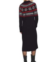 Women's Fair Isle Knit Turtleneck Mini Dress, Long Sleeve Dress, Black, 976460