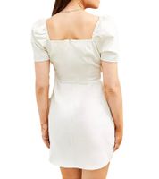 Vestido de mujer con mangas abullonadas, vestido playero de algodón, vestido midi 973350 blanco