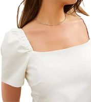 Vestido de mujer con mangas abullonadas, vestido playero de algodón, vestido midi 973350 blanco